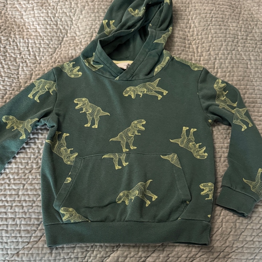 H&M Green Dinosaur Print Kids Hoodie 6x/7